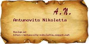 Antunovits Nikoletta névjegykártya