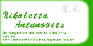 nikoletta antunovits business card